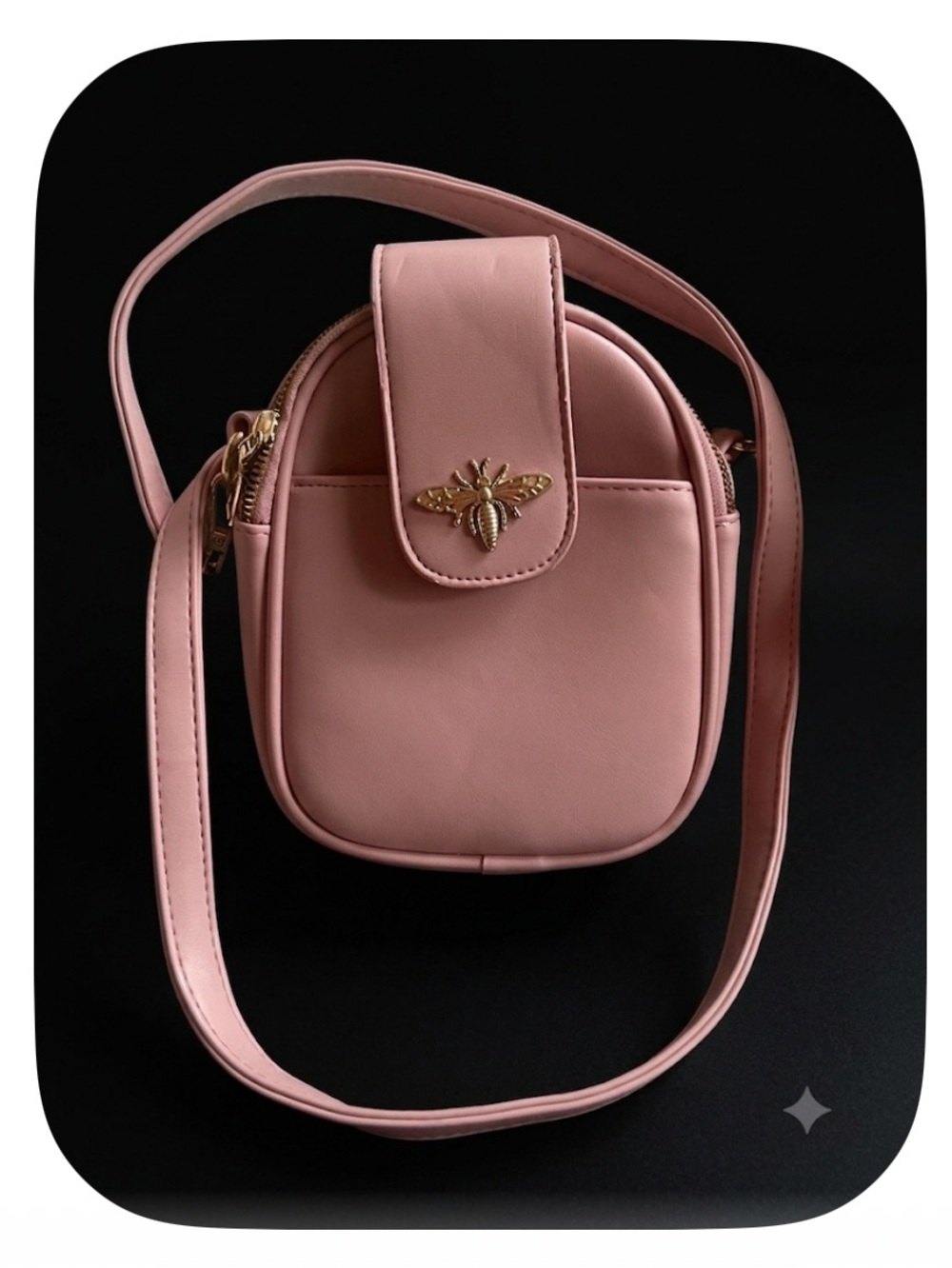 Pastel Pink Faux Leather Bee Crossbody Mini Bag 🌸